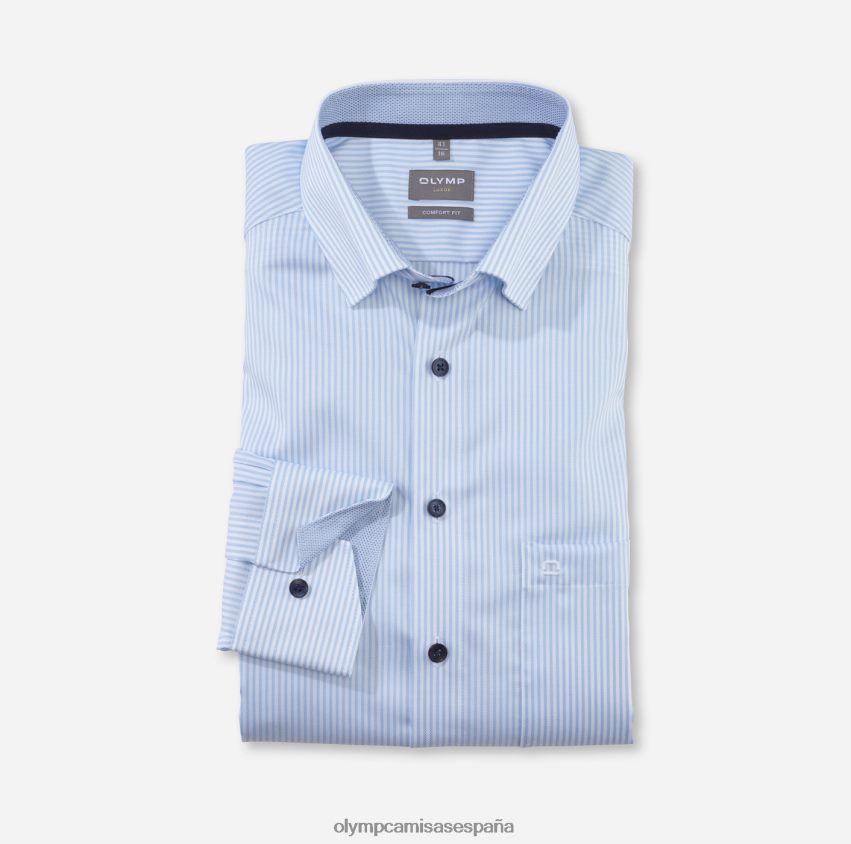 ropa OLYMP Camisa de vestir Luxor Comfort Fit, con botones debajo, azul 8N2F1477