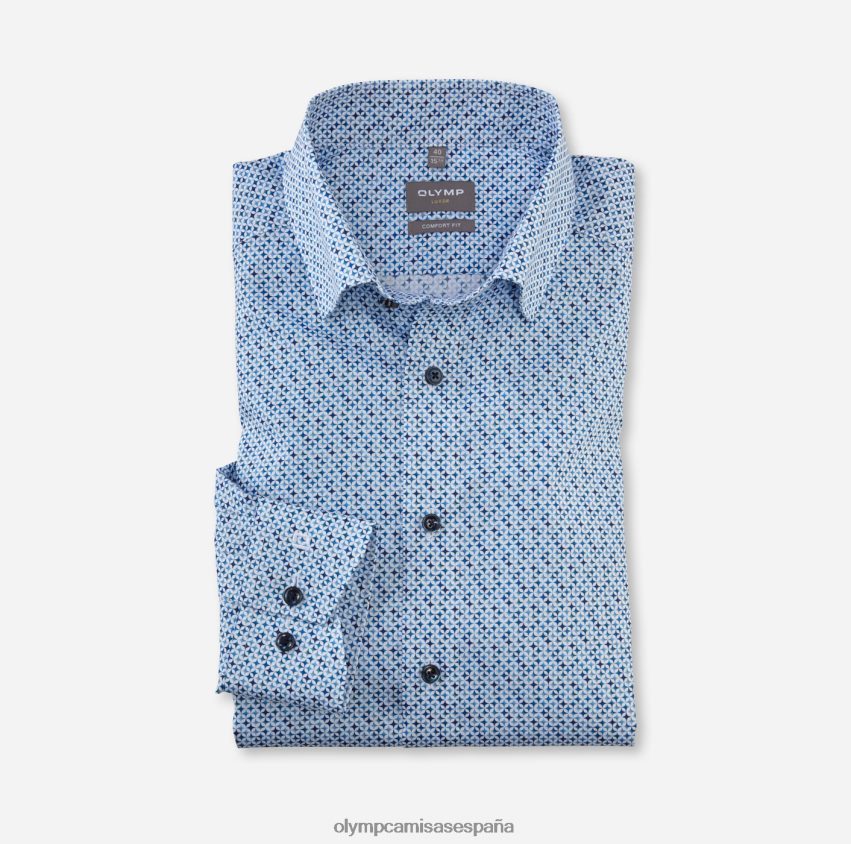 ropa OLYMP Camisa de vestir Luxor Comfort Fit, con botones debajo, azul 8N2F1666