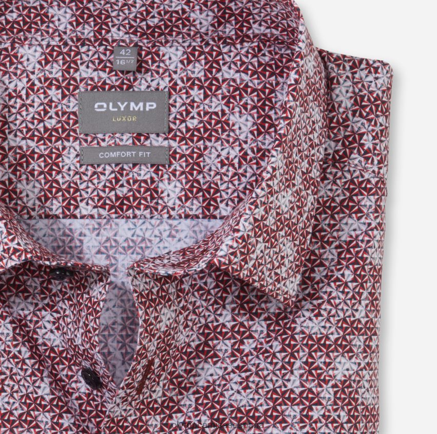 ropa OLYMP Luxor Comfort Fit, camisa de negocios, New Kent, rojo 8N2F1527