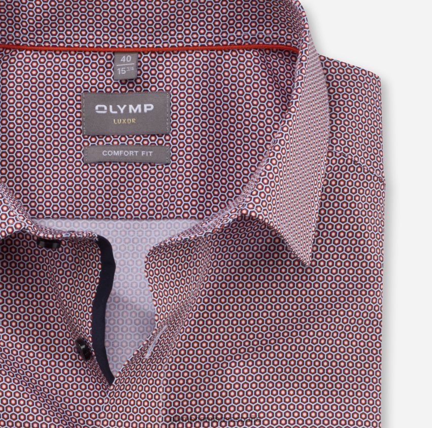 ropa OLYMP Luxor Comfort Fit, camisa de negocios, New Kent, rojo naranja 8N2F1665