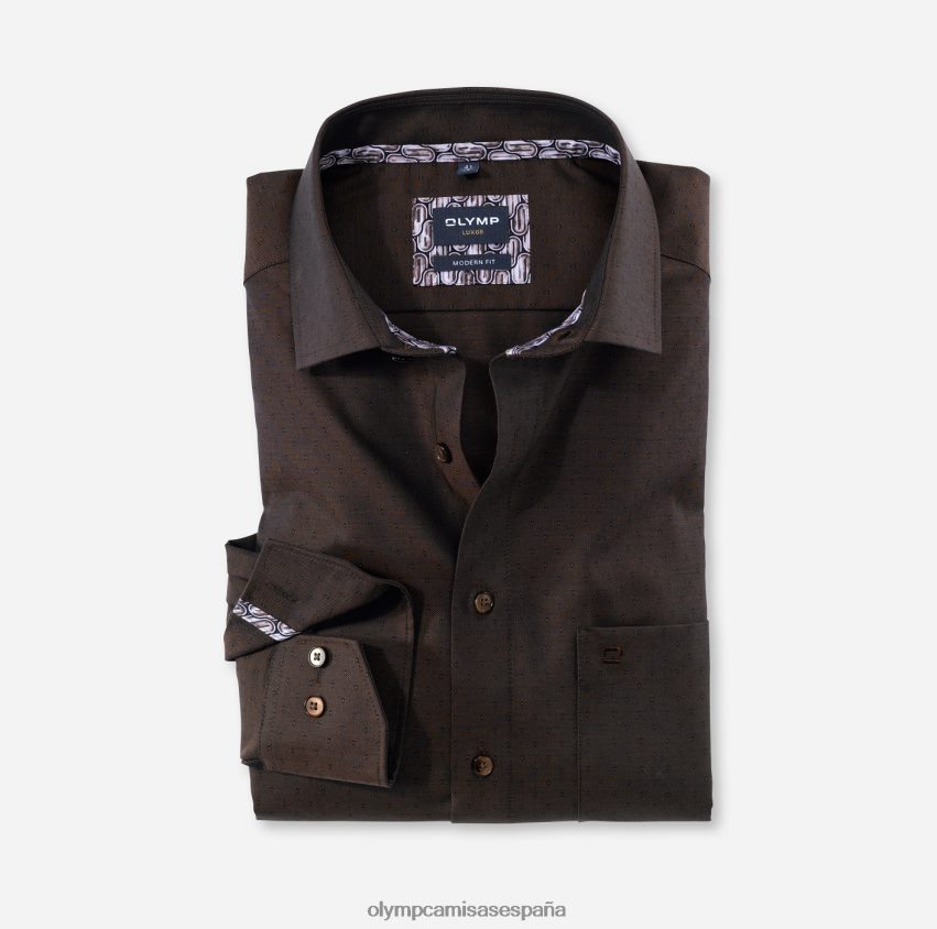 ropa OLYMP Luxor Modern Fit, camisa business, Global Kent, marrón 8N2F1362