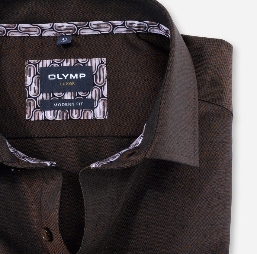 ropa OLYMP Luxor Modern Fit, camisa business, Global Kent, marrón 8N2F1362