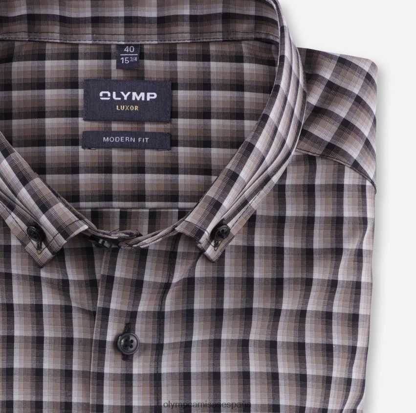 ropa OLYMP Luxor Modern Fit, camisa business con botones, color topo 8N2F1063