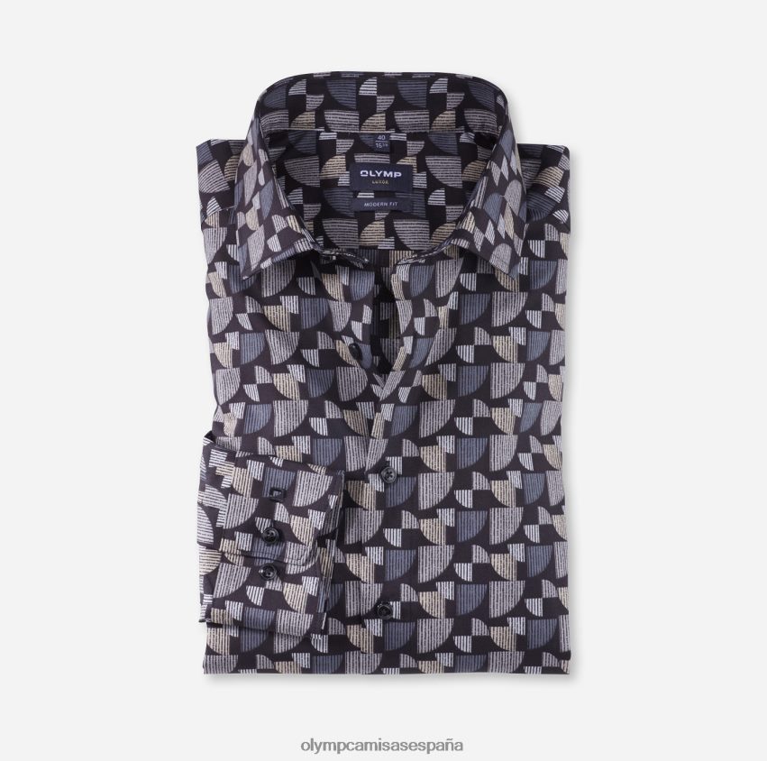 ropa OLYMP Luxor Modern Fit, camisa business, global kent, gris topo 8N2F1003