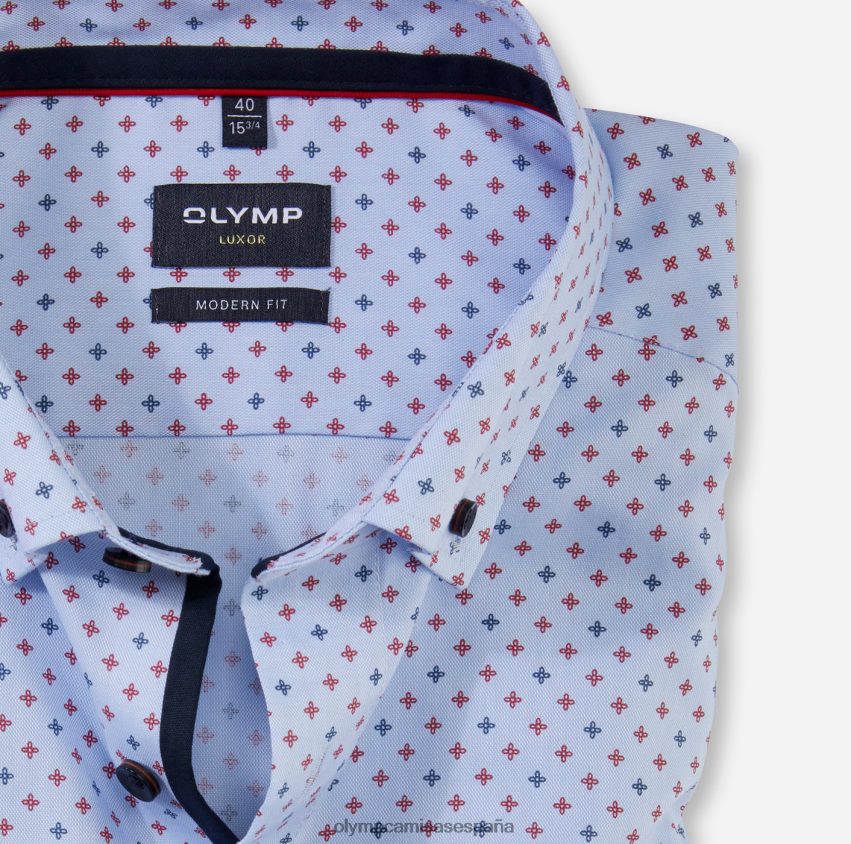 ropa OLYMP Luxor Modern Fit, camisa business, manga larga extralarga, botones, rojo 8N2F1428