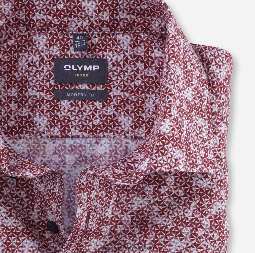 ropa OLYMP Luxor Modern Fit, camisa de negocios, Global Kent, rojo 8N2F1007