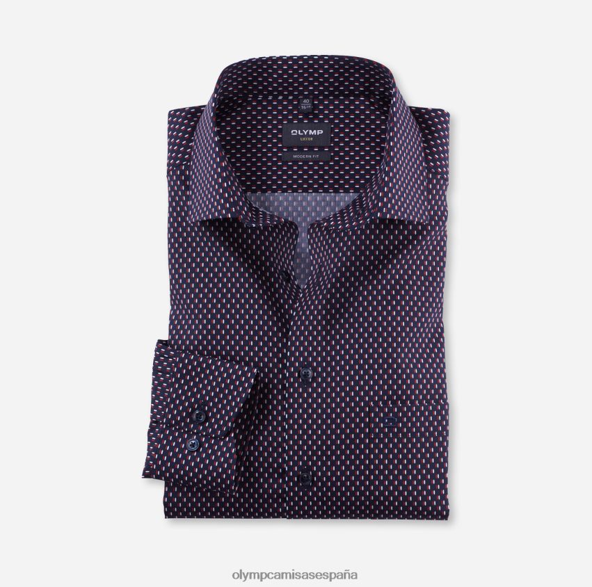 ropa OLYMP Luxor Modern Fit, camisa de negocios, Global Kent, rojo 8N2F1021