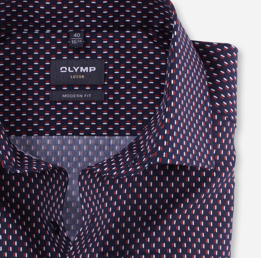 ropa OLYMP Luxor Modern Fit, camisa de negocios, Global Kent, rojo 8N2F1021