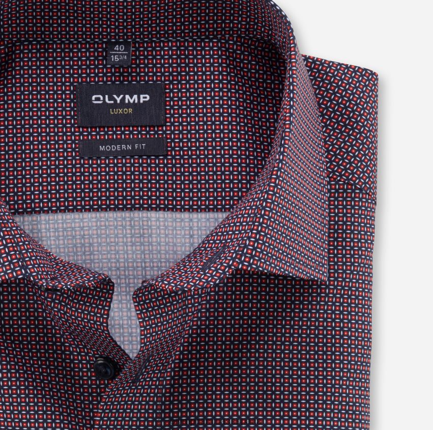 ropa OLYMP Luxor Modern Fit, camisa de negocios, Global Kent, rojo 8N2F1163