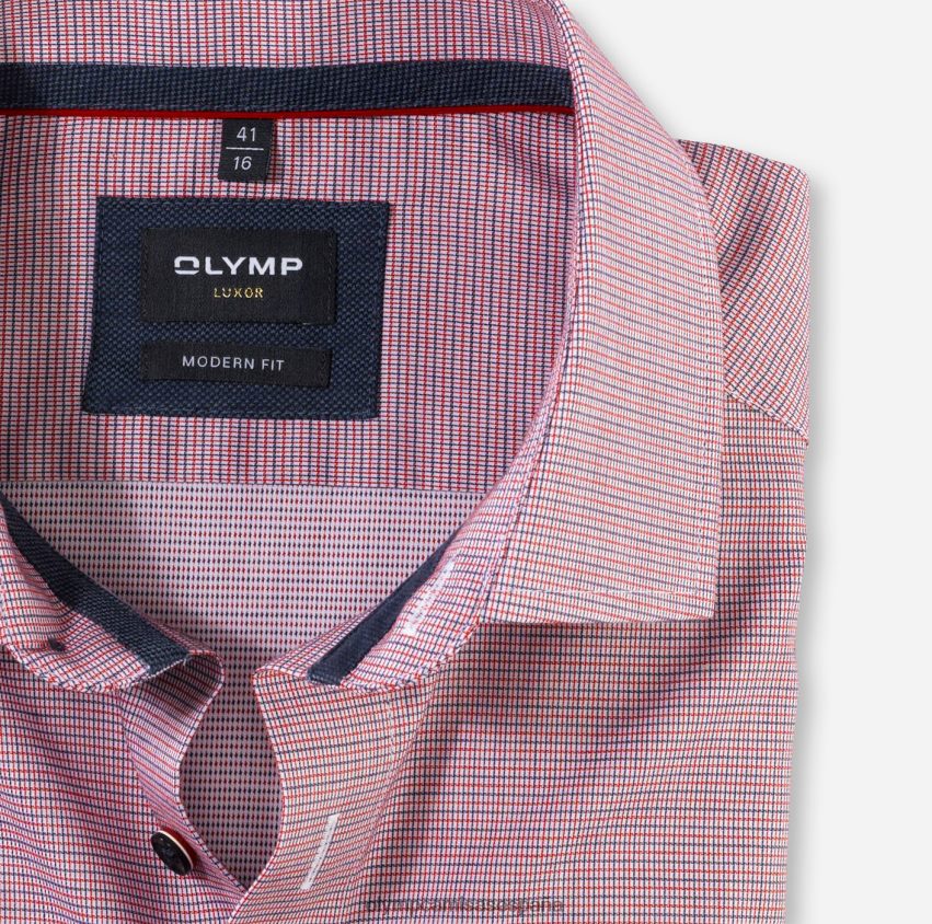 ropa OLYMP Luxor Modern Fit, camisa de negocios, Global Kent, rojo 8N2F1175