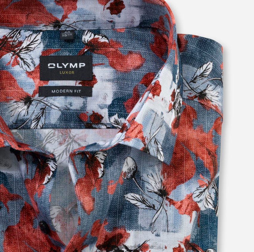 ropa OLYMP Luxor Modern Fit, camisa de negocios, Global Kent, rojo 8N2F1191
