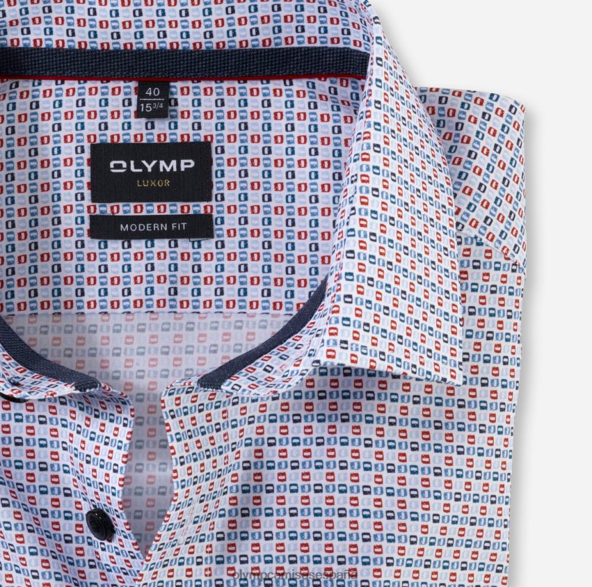 ropa OLYMP Luxor Modern Fit, camisa de negocios, Global Kent, rojo 8N2F1216