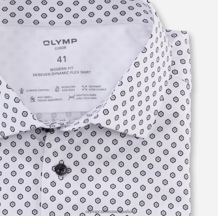 ropa OLYMP luxor 24/7 modern fit, camisa business, global kent, blanco 8N2F1060