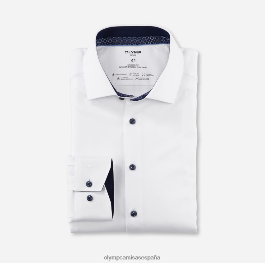 ropa OLYMP luxor 24/7 modern fit, camisa business, global kent, blanco 8N2F971