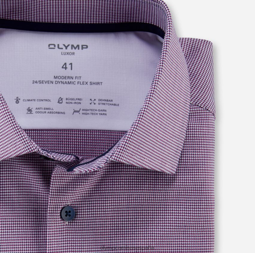 ropa OLYMP luxor 24/7 modern fit, camisa business, global kent, fucsia 8N2F929
