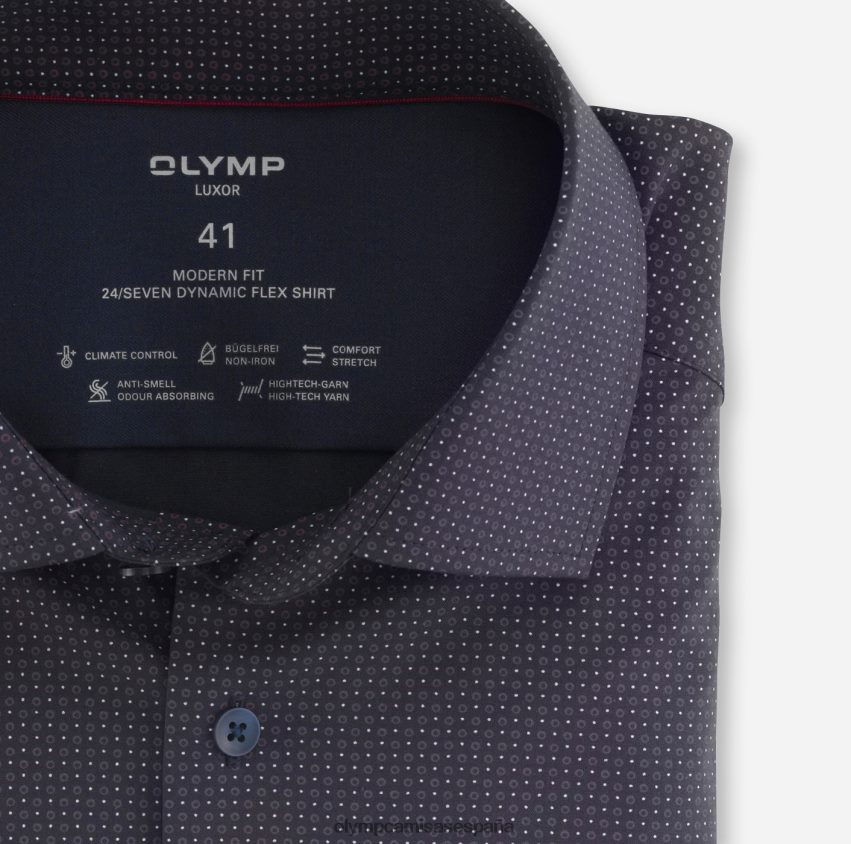 ropa OLYMP luxor 24/7 modern fit, camisa business, global kent, granate 8N2F1348