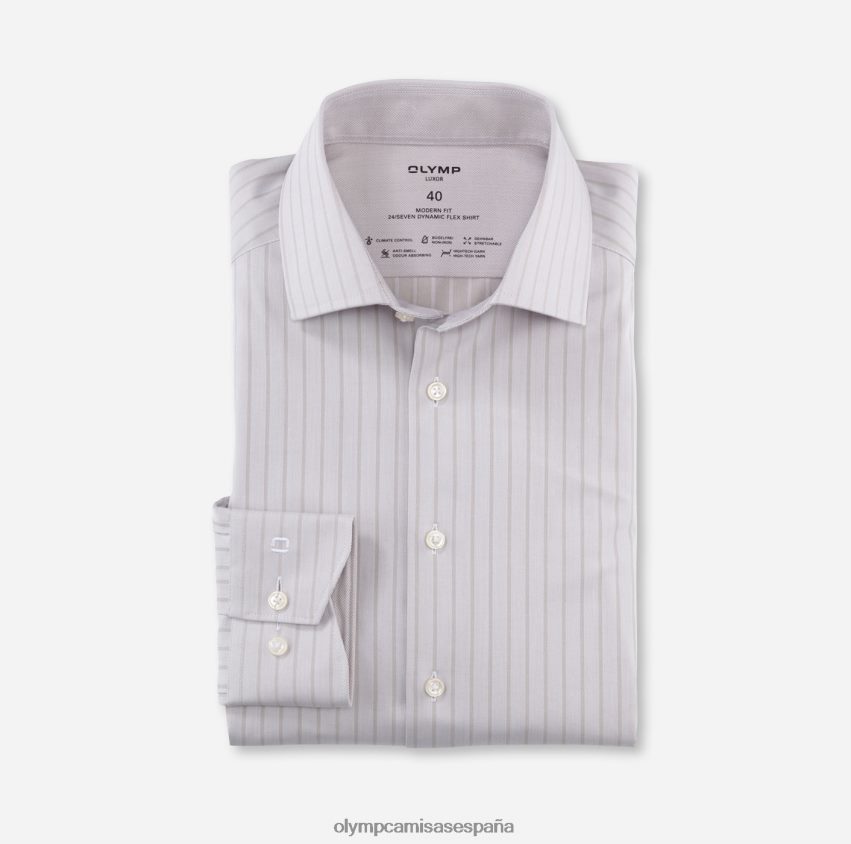 ropa OLYMP luxor 24/7 modern fit, camisa business, global kent, gris topo 8N2F1032