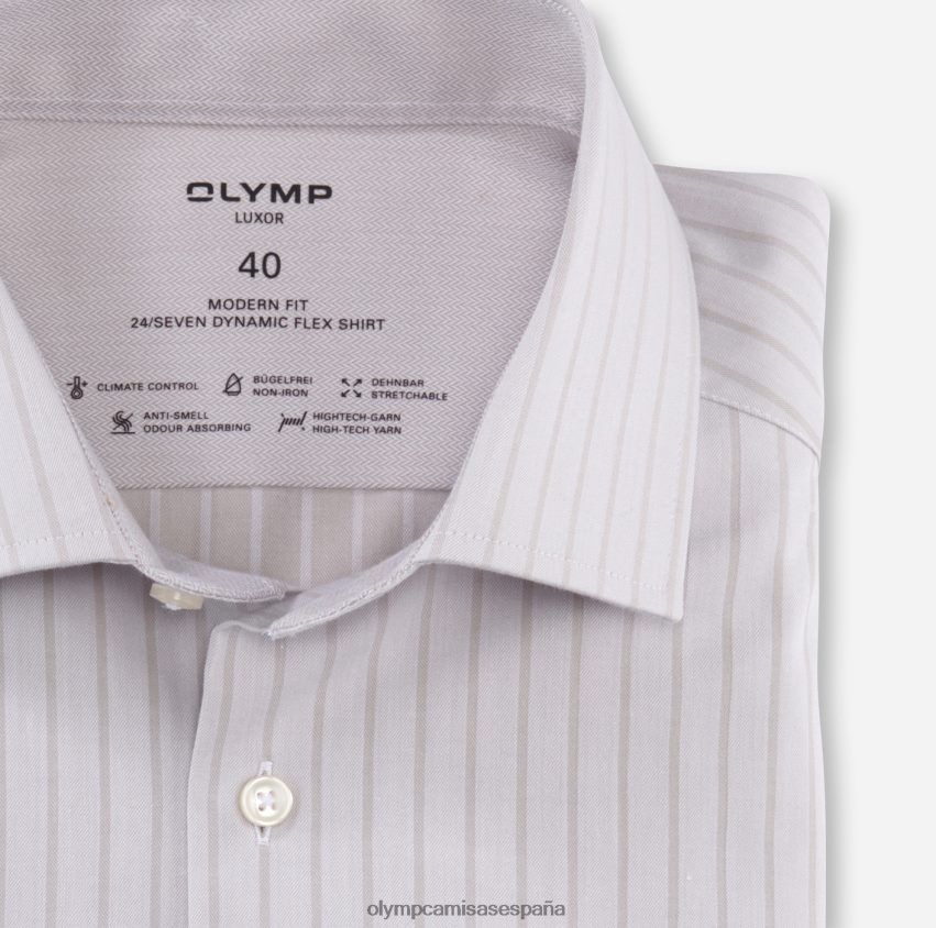ropa OLYMP luxor 24/7 modern fit, camisa business, global kent, gris topo 8N2F1032