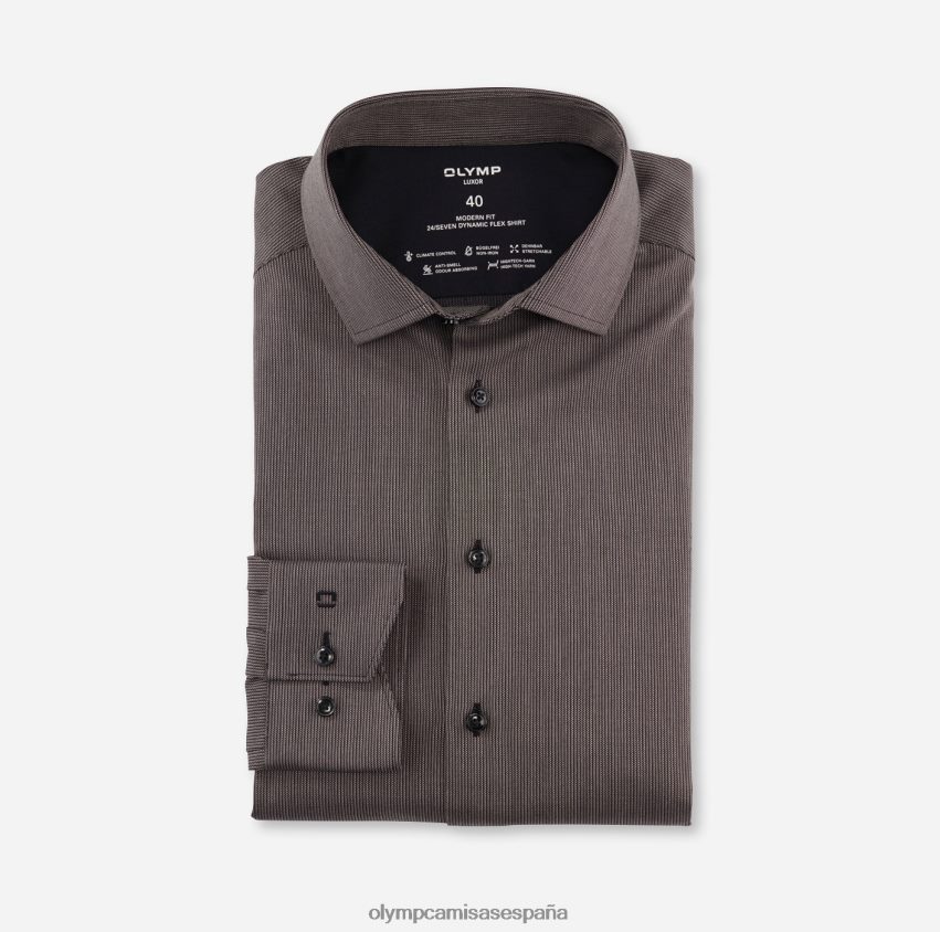 ropa OLYMP luxor 24/7 modern fit, camisa business, global kent, gris topo 8N2F1071