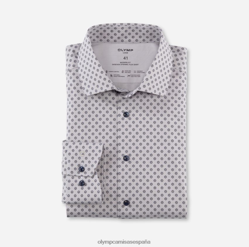 ropa OLYMP luxor 24/7 modern fit, camisa business, global kent, gris topo 8N2F1076