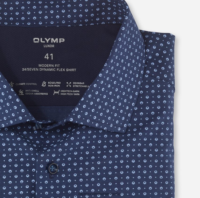 ropa OLYMP luxor 24/7 modern fit, camisa business, global kent, marine 8N2F1103