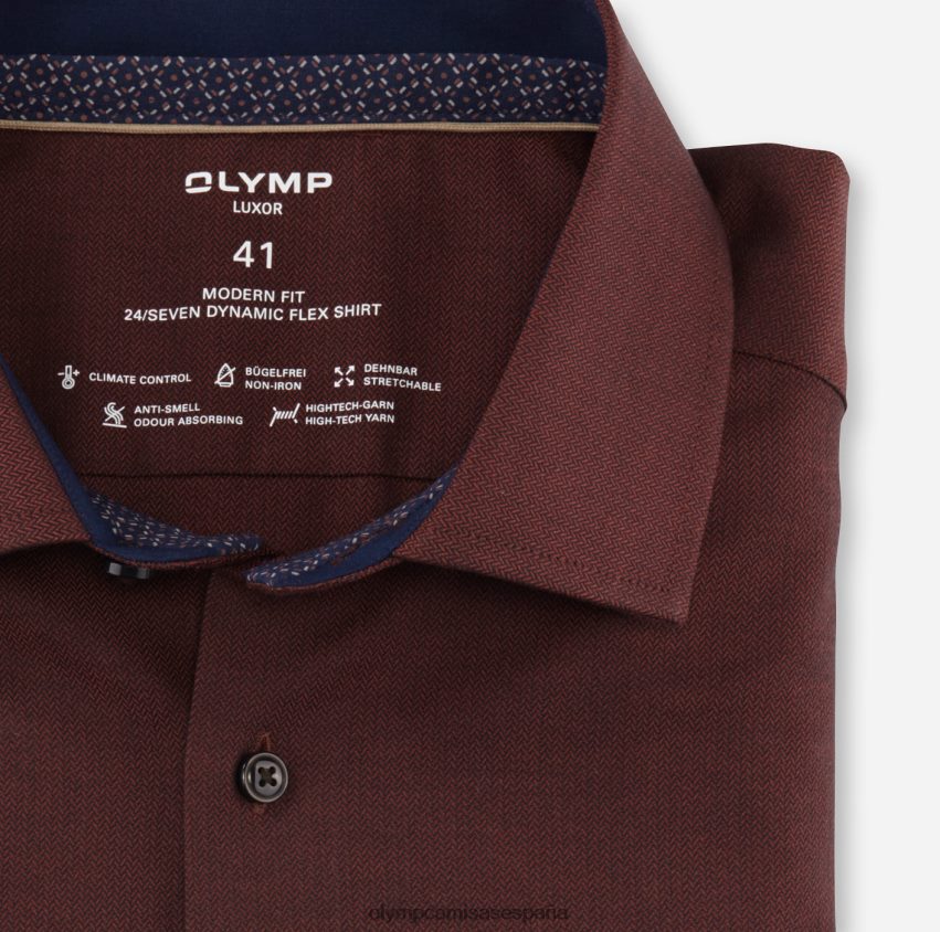 ropa OLYMP luxor 24/7 modern fit, camisa business, global kent, marrón rojizo 8N2F1051