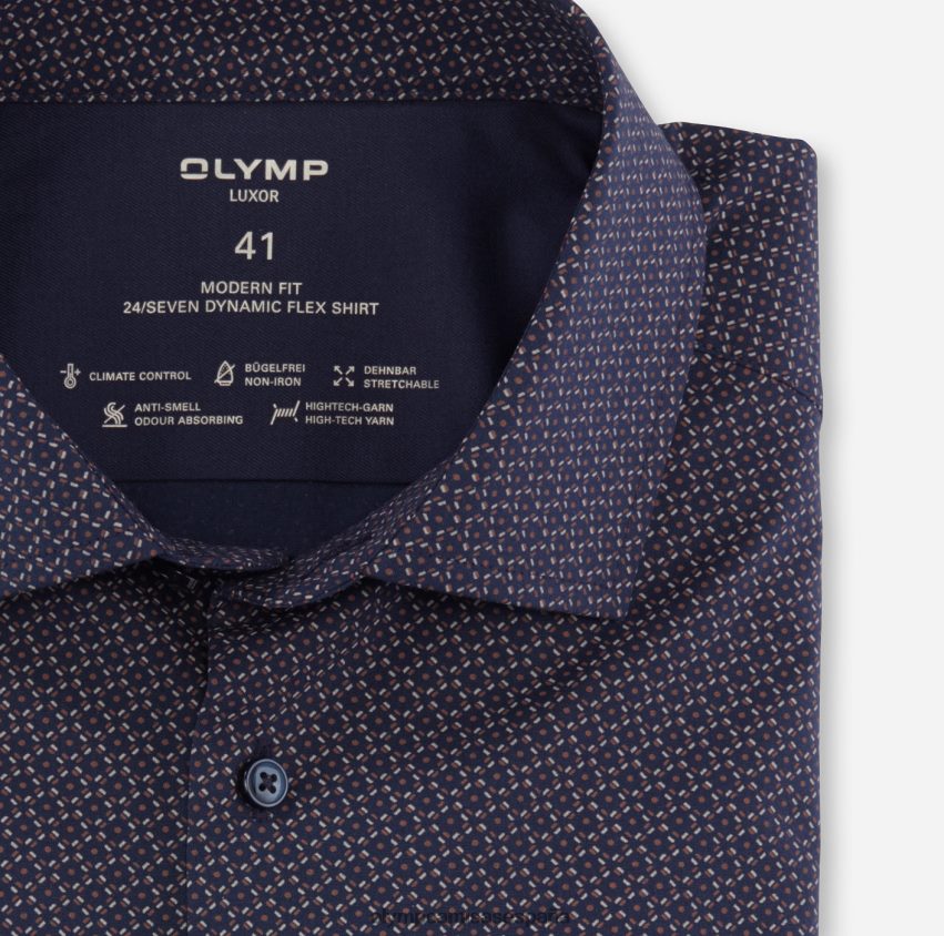 ropa OLYMP luxor 24/7 modern fit, camisa business, global kent, marrón rojizo 8N2F998