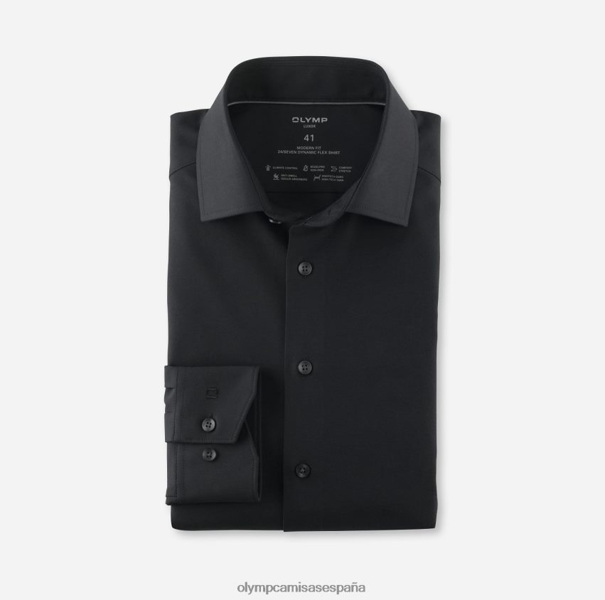 ropa OLYMP luxor 24/7 modern fit, camisa business, global kent, negro 8N2F964