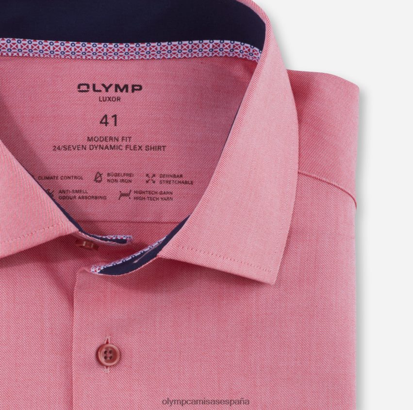ropa OLYMP luxor 24/7 modern fit, camisa business, global kent, rojo 8N2F1113