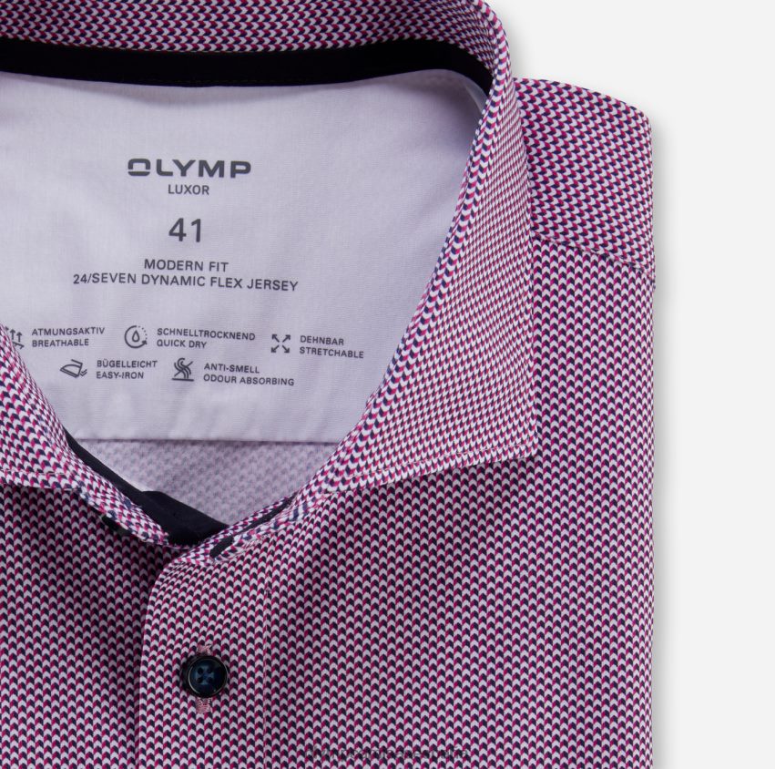 ropa OLYMP luxor 24/7 modern fit, camisa business, kent, fucsia 8N2F1043
