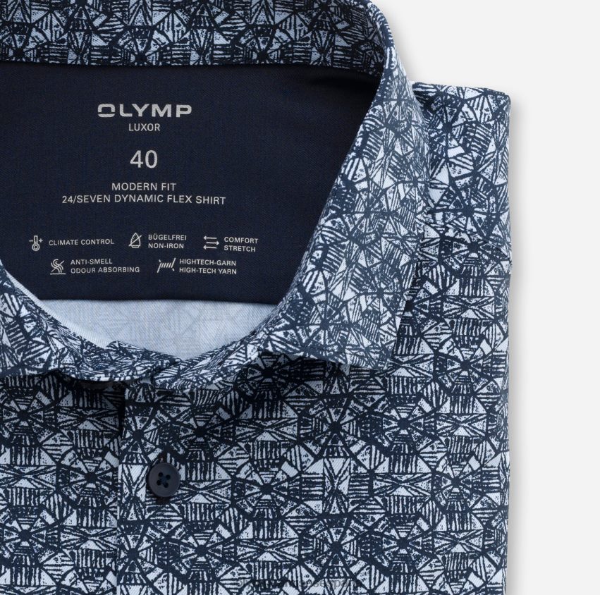 ropa OLYMP luxor 24/7 modern fit, camisa business, kent moderno, azul 8N2F1369