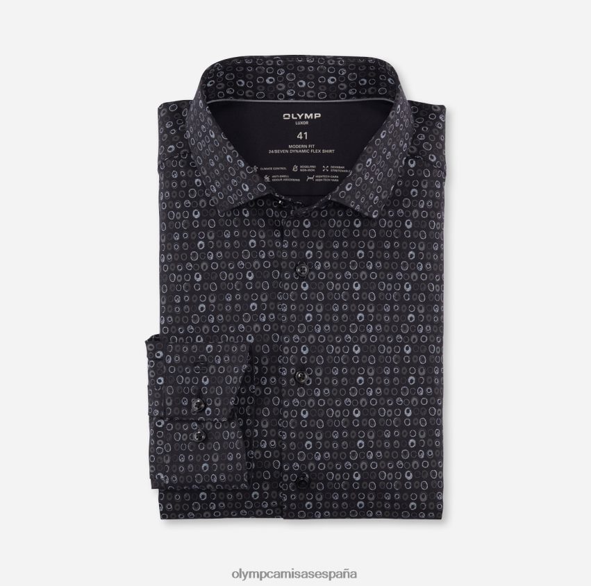 ropa OLYMP luxor 24/7 modern fit, camisa business, kent moderno, negro 8N2F1284