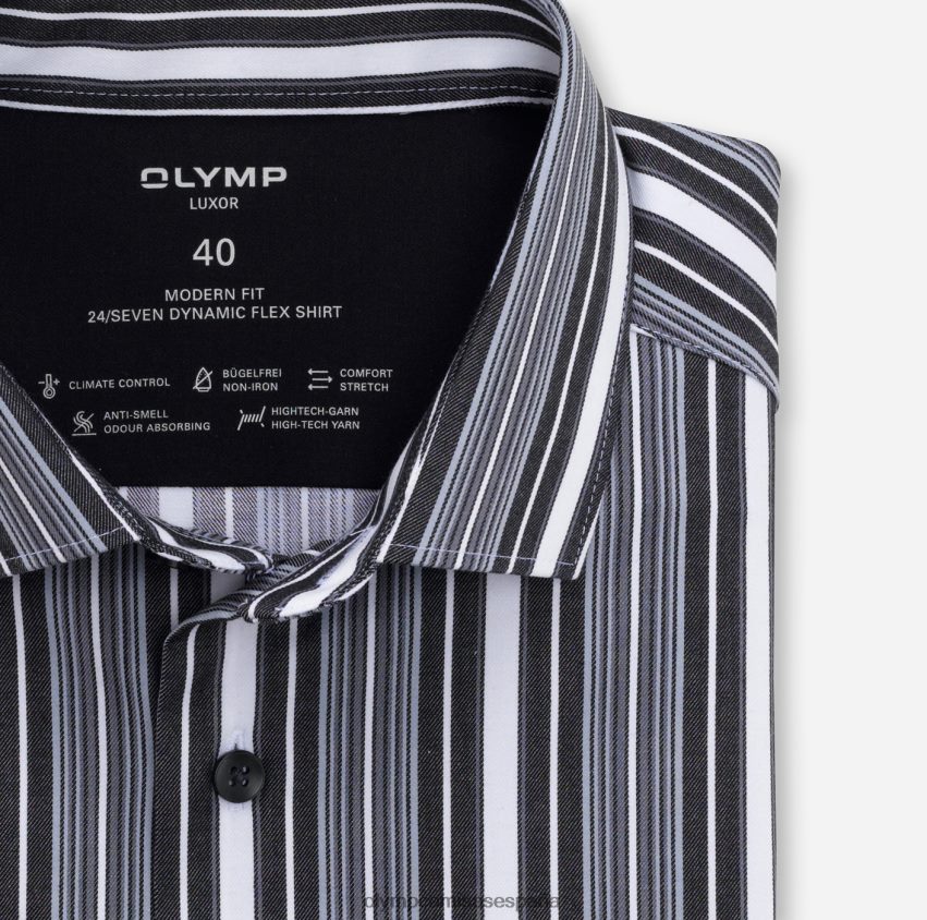 ropa OLYMP luxor 24/7 modern fit, camisa business, kent moderno, negro 8N2F1368