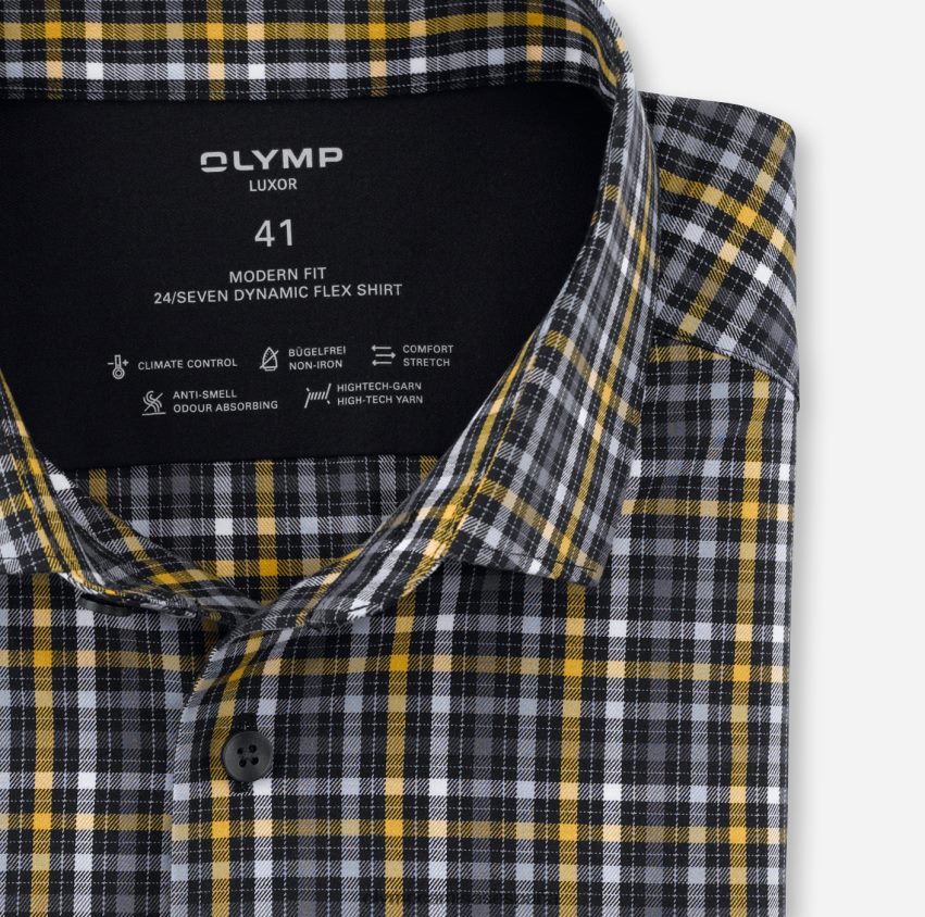ropa OLYMP luxor 24/7 modern fit, camisa business, kent moderno, negro 8N2F1370