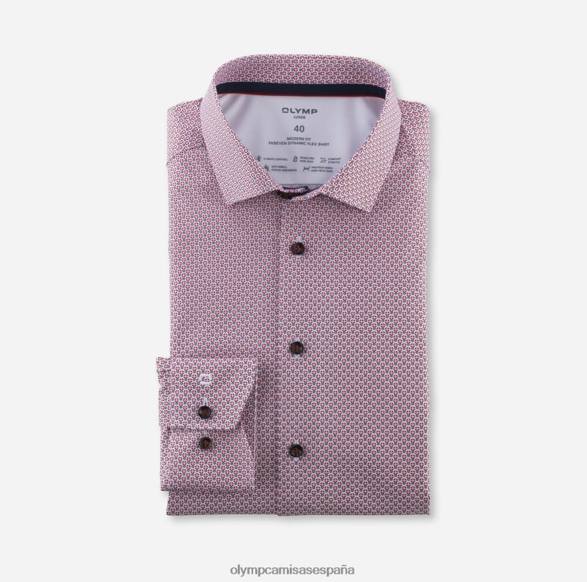 ropa OLYMP luxor 24/7 modern fit, camisa business, kent moderno, rojo 8N2F1205
