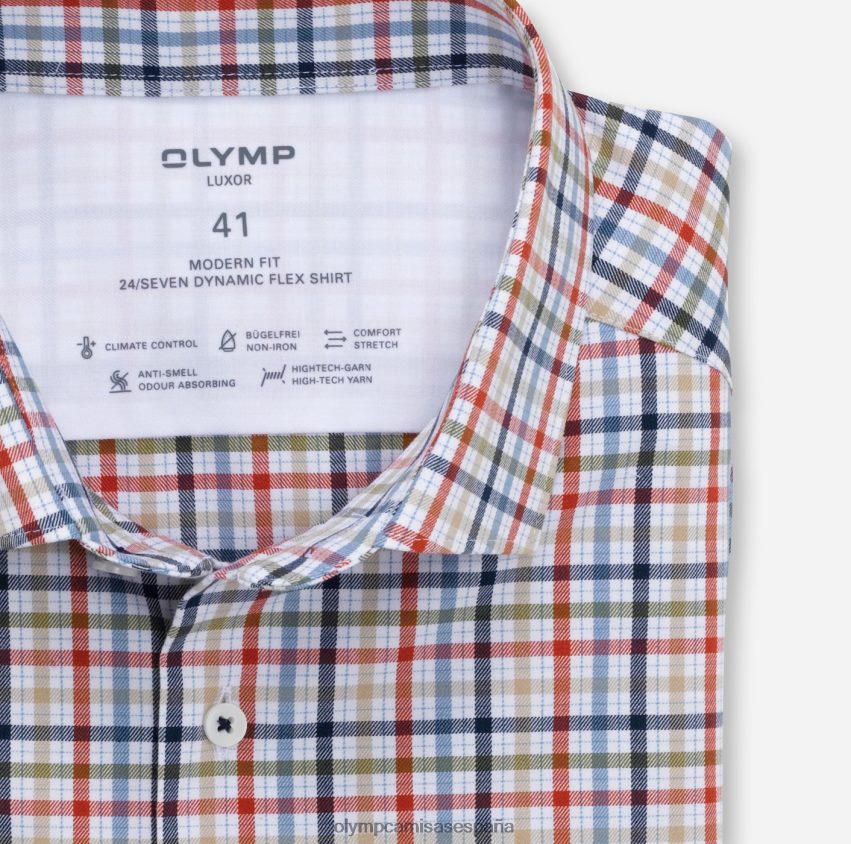 ropa OLYMP luxor 24/7 modern fit, camisa business, kent moderno, rojo naranja 8N2F1371