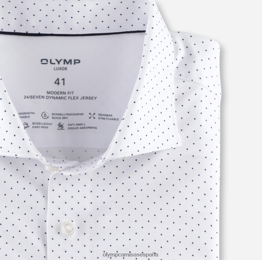 ropa OLYMP luxor 24/7 modern fit, camisa business, manga extra corta, kent, blanco 8N2F1470