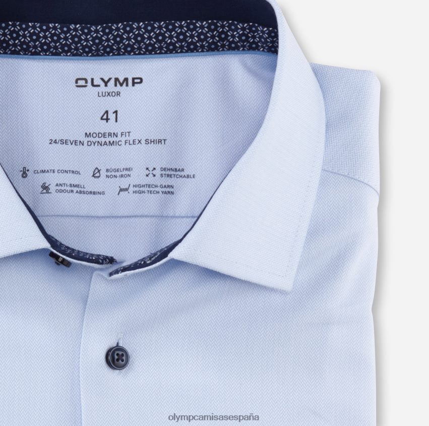 ropa OLYMP luxor 24/7 modern fit, camisa business, manga larga extralarga, global kent, azul 8N2F1401