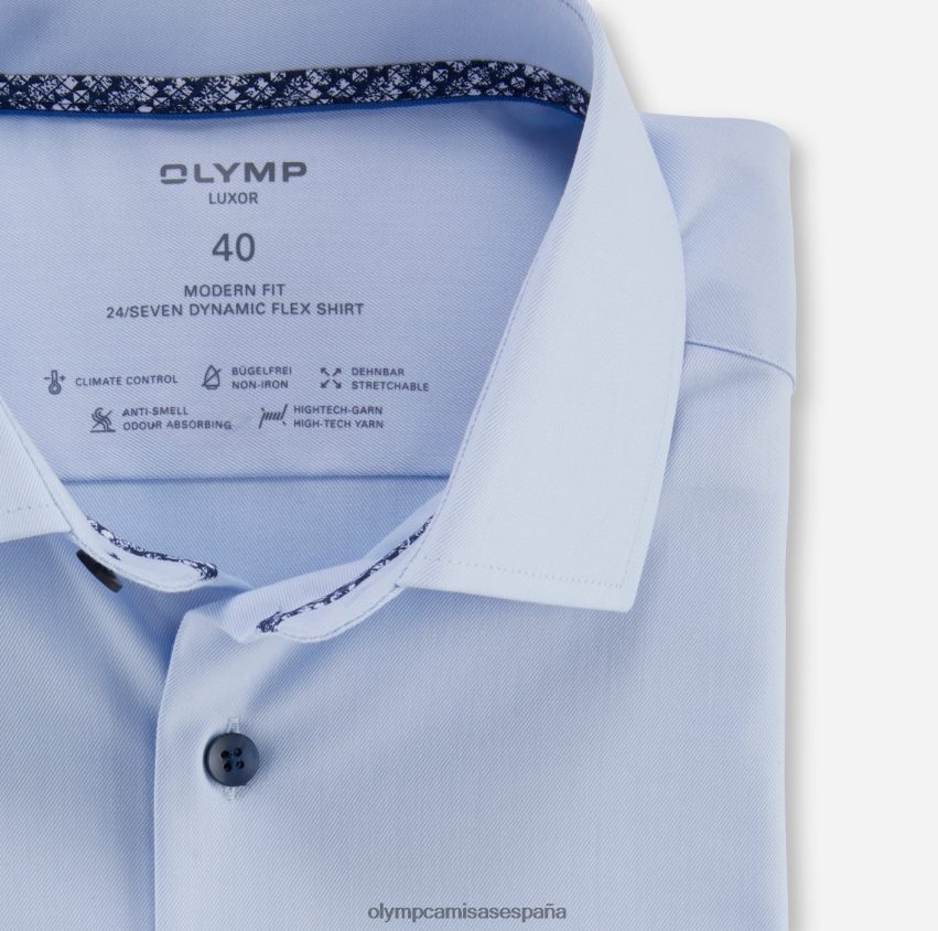 ropa OLYMP luxor 24/7 modern fit, camisa business, manga larga extralarga, global kent, azul 8N2F1423