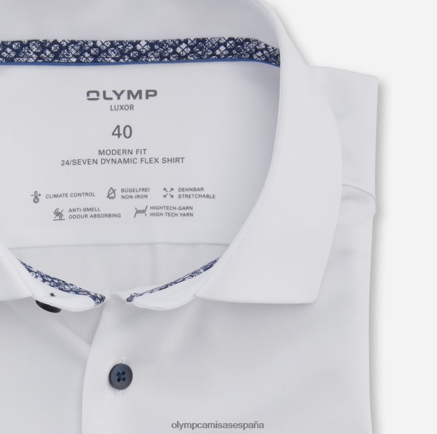 ropa OLYMP luxor 24/7 modern fit, camisa business, manga larga extralarga, global kent, blanco 8N2F1431