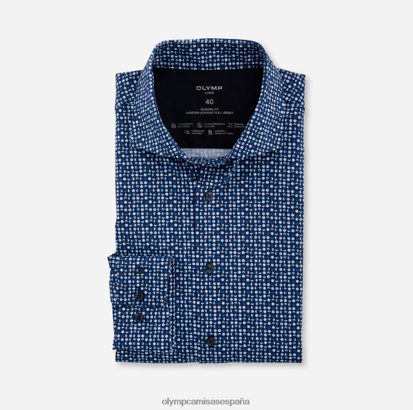 ropa OLYMP luxor 24/7 modern fit, camisa business, manga larga extralarga, kent, marino 8N2F1416