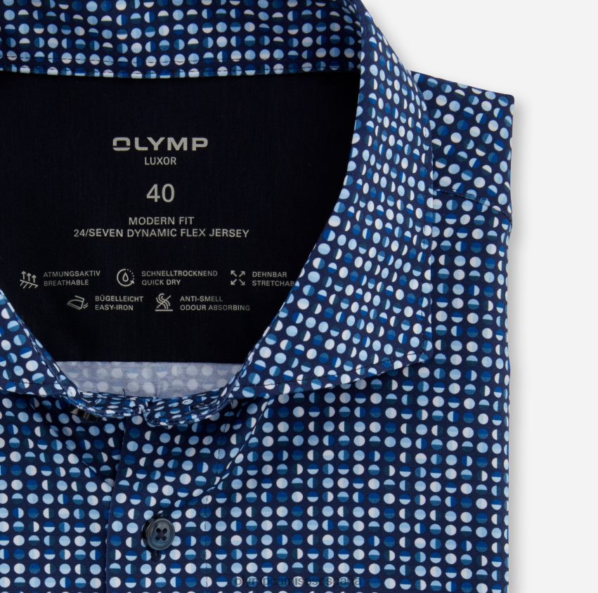 ropa OLYMP luxor 24/7 modern fit, camisa business, manga larga extralarga, kent, marino 8N2F1416