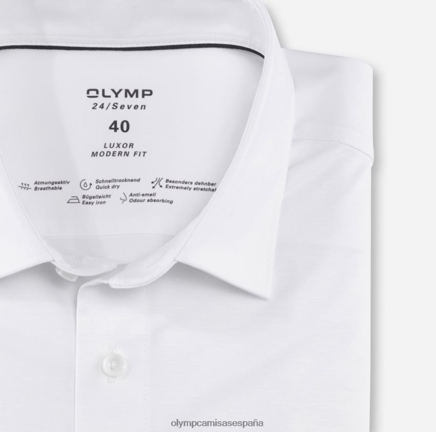 ropa OLYMP luxor 24/7 modern fit, camisa business, new kent, blanco 8N2F970