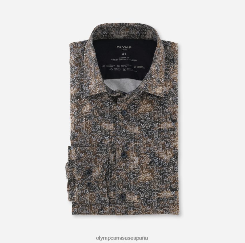 ropa OLYMP luxor 24/7 modern fit, camisa business, new kent, marrón 8N2F1215