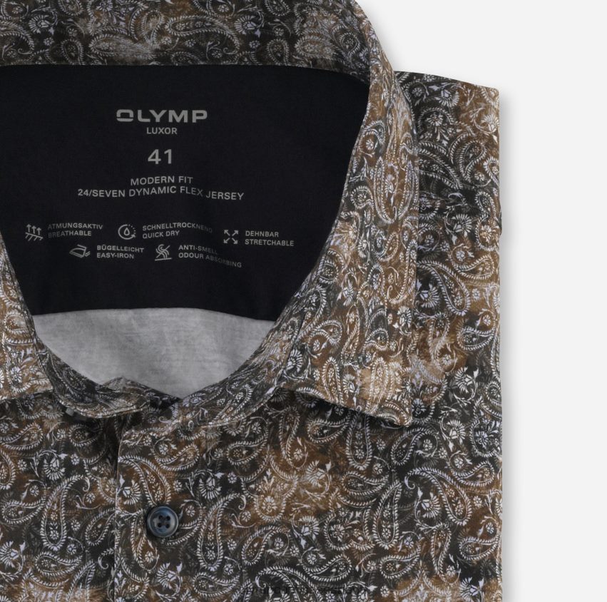 ropa OLYMP luxor 24/7 modern fit, camisa business, new kent, marrón 8N2F1215