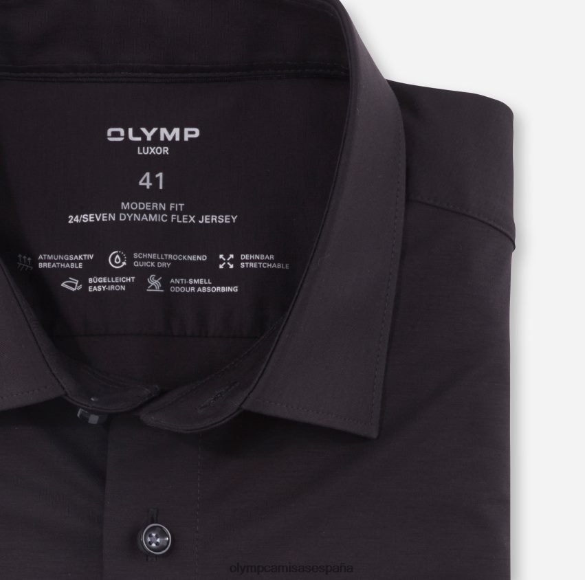 ropa OLYMP luxor 24/7 modern fit, camisa business, new kent, negro 8N2F979