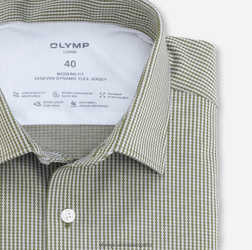 ropa OLYMP luxor 24/7 modern fit, camisa business, new kent, oliva 8N2F1324