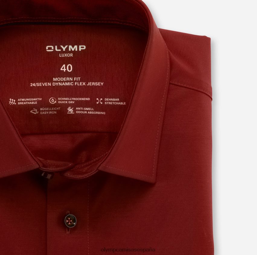 ropa OLYMP luxor 24/7 modern fit, camisa business, new kent, rojo ladrillo 8N2F1335