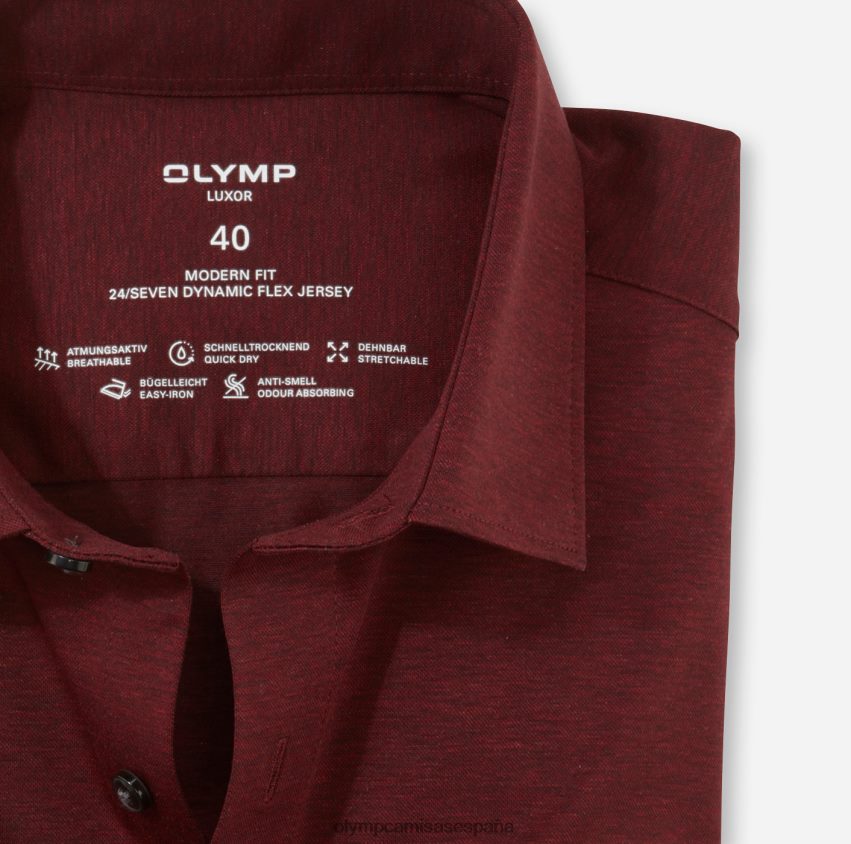 ropa OLYMP luxor 24/7 modern fit, camisa business, new kent, rojo oscuro 8N2F1108