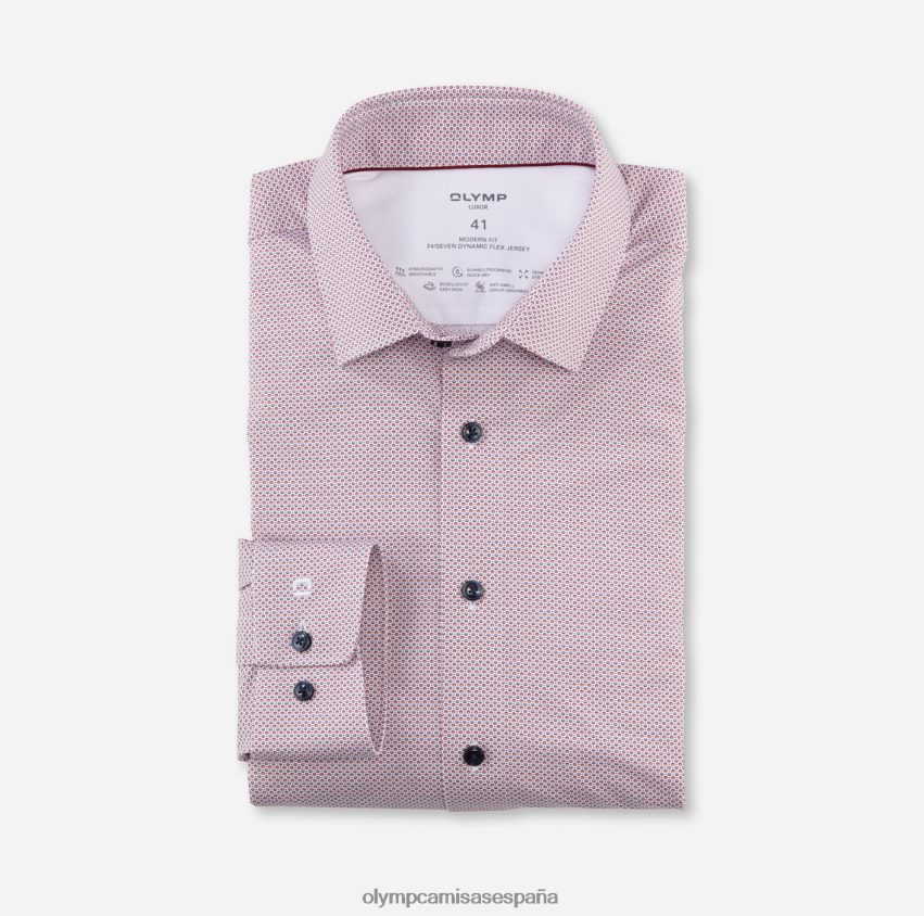 ropa OLYMP luxor 24/7 modern fit, camisa business, new kent, rojo oscuro 8N2F1122